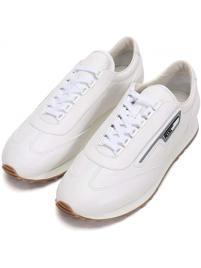 Men's Nappa Leather with Contrast Logo Detail Running Trainer Sneakers