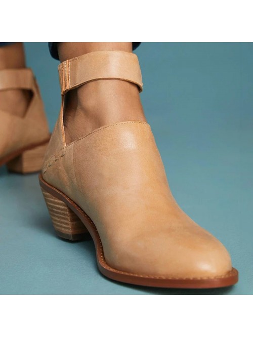 Women Faux Suede Boots Daily Chunky Heel Zip Shoes...