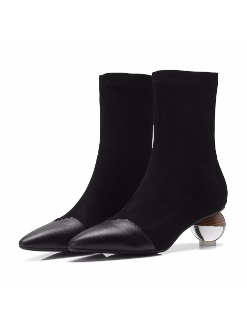 cow leather art designer velvet shoes pointed toe ...