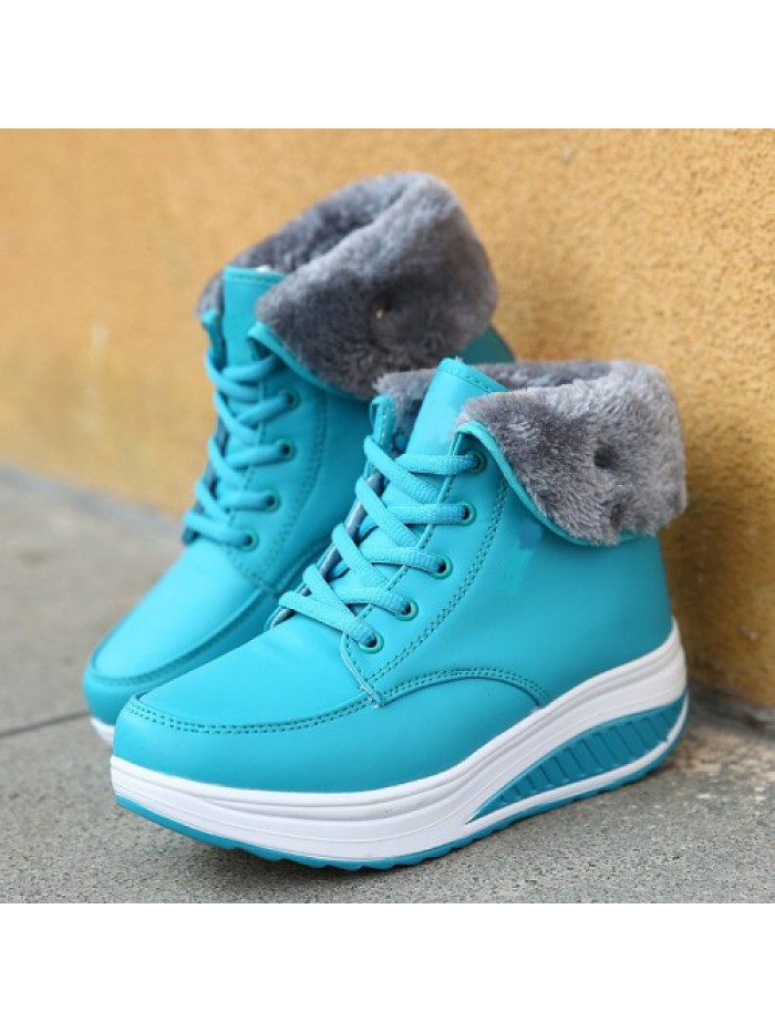 Winter female shoes plus velvet swing shoes woman platform snow boots women thermal cotton-padded flat ankle boots women