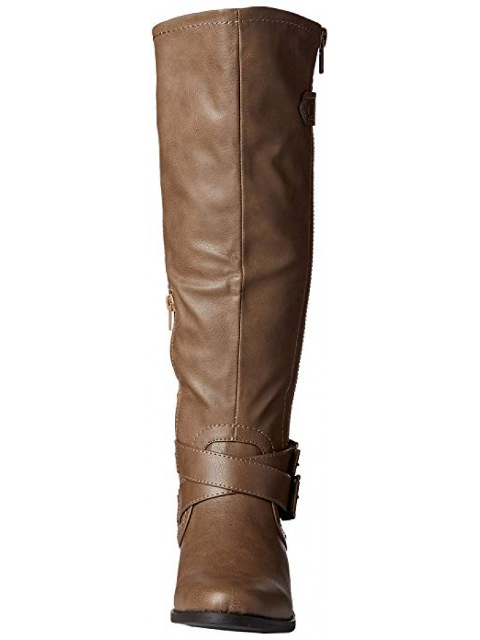 WOMEN'S ZIPPER AND BUCKLE KNEE-HIGH RIDING BOOT