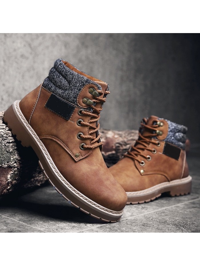 Men's Business Casual Shoes  Ankle Boots Work Shoes High-top Hiking Shoes Warm Snow Boots